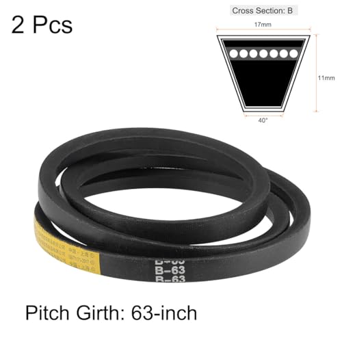 uxcell B63 V-Belts 63" Pitch Length, B-Section Rubber Drive Belt 2pcs - size: 63"