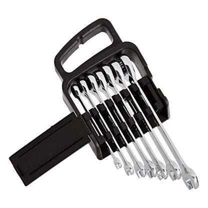 Amazon Basics Metric Ratcheting Combination Wrench Set, 7-Piece, Chrome Vanadium Steel, 72-Tooth, 8mm, 10mm, 12mm, 13mm, 14mm, 15mm, 17mm - color: Chrome, size: 7 Piece