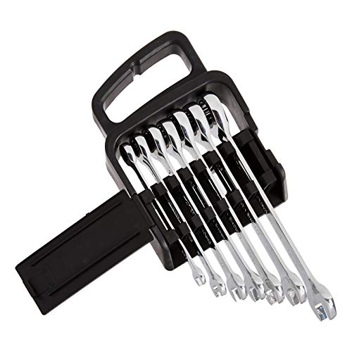 Amazon Basics Metric Ratcheting Combination Wrench Set, 7-Piece, Chrome Vanadium Steel, 72-Tooth, 8mm, 10mm, 12mm, 13mm, 14mm, 15mm, 17mm (Pack of 12) - color: Chrome, size: 7 Piece (Pack of 12)