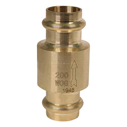 Midline Valve 372S256 Inline Spring Loaded Check Valve, Backflow Prevention Lead-Free, 3/4 in. Press Connections, Cast Brass - size: 3/4 in., style: Single Pack