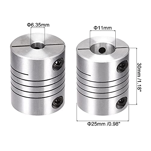uxcell Motor Shaft 6.35mm to 11mm Helical Beam Coupler Coupling 25mm Dia 30mm Length - size: 6.35mm to 11mm