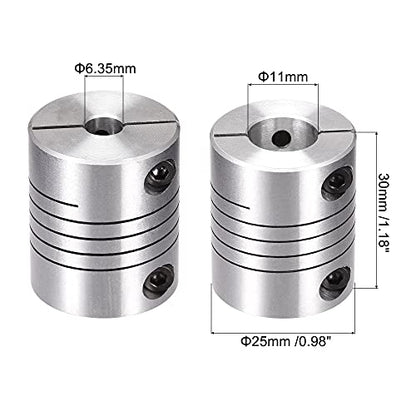 uxcell Motor Shaft 6.35mm to 11mm Helical Beam Coupler Coupling 25mm Dia 30mm Length - size: 6.35mm to 11mm
