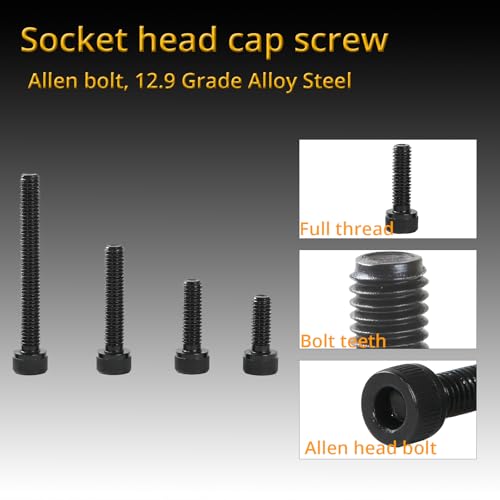 M10-1.5 x 60mm Socket Head Cap Screws Cap Bolts, 12.9 Grade Alloy Steel Black Oxide, Allen Socket Drive, Machine Full Thread, 8 PCS (16mm-80mm Available) - size: M10x60mm(8PCS)