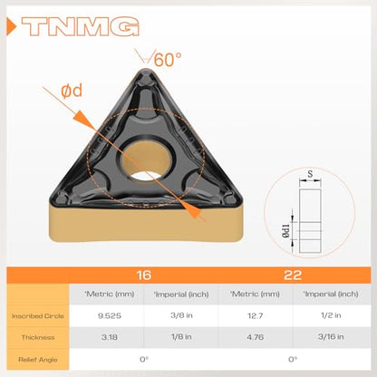 CNC Carbide Inserts TNMG331 / TNMG160404-MD for Metal Cutting Steel, Semi-Finishing chipbreaker for Turning Cutter, 10 PCS. - size: TNMG160404-MD