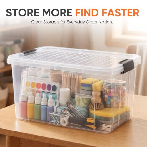 Superio 14.7 Quart Clear Plastic Storage Boxes with Lids, Stackable Organizer Containers, BPA-Free Storage Bins for Home, Office, School & Dorm, 1 Pack - size: 14.7 Quart