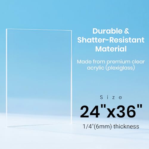 CALPALMY 24 x 36 x 1/4 inch Clear Cast Acrylic Plexiglass Sheet, 2-Pack - color: Clear (Laser Cut), size: 24x36", 1/4" Thick