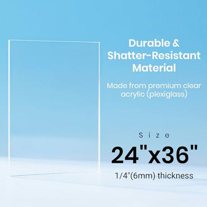 CALPALMY 24 x 36 x 1/4 inch Clear Cast Acrylic Plexiglass Sheet, 2-Pack - color: Clear (Laser Cut), size: 24x36", 1/4" Thick