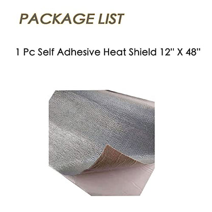 Adhesive Backed Heat Shield Aluminum Backed Aluminized Self Adhesive Heat Shield Material 12'' X 48’',Fiberglass Thermal Insulation Material High Temp Protection - color: Silver, size: 12 x 48 Inch