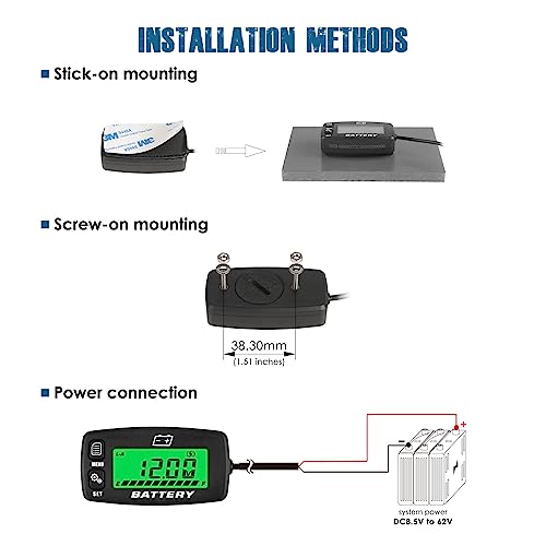 Runleader RL-BI008A Digital Battery Level Meter Voltage Gauge