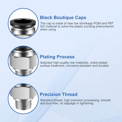 CNAODUN 12 Pcs Push to Connect Fittings 1/2 Inch Tube OD x 1/4 Inch NPT Thread Pneumatic Male Straight and Elbow Quick Connect Air line fittings - size: 1/2"OD x 1/4"NPT