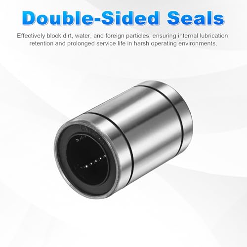 PATIKIL LM25UU Linear Ball Bearings 25mm Bore Dia 40mm OD 59mm Length, 4 Pcs Linear Motion Bushing Double Side Rubber Sealed Rod Liner Shaft Parts for CNC Machine Engraving 3D Printer - size: 25x40x59mm