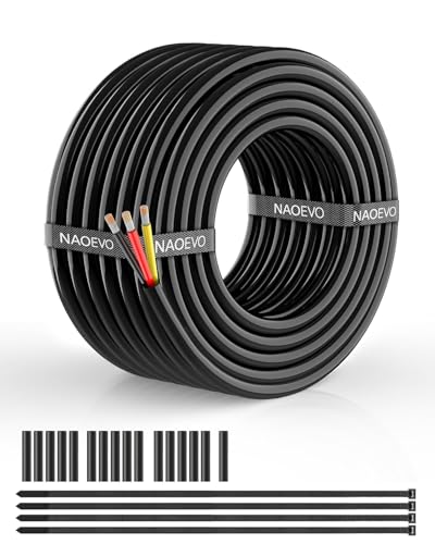 NAOEVO 10 Gauge Wire 3 Conductor, 10 Gauge Automotive Wire 12V Cable, 30FT - size: 30ft, style: 3C-10AWG