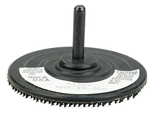 Weiler 51562 3" Back-up Pad for Hook & Loop Surface Conditioning Disc, 1/4" Stem, Black, Made in the USA - size: 3"