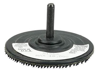 Weiler 51562 3" Back-up Pad for Hook & Loop Surface Conditioning Disc, 1/4" Stem, Black, Made in the USA - size: 3"