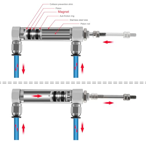 Heschen Stainless Steel Slim Air Pneumatic Cylinder, CDJ2B 16-100, M5 Port, 16mm Bore, 80mm Stroke, Double Acting Single Rod - size: 100mm Stroke