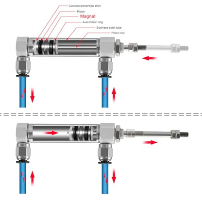 Heschen Stainless Steel Slim Air Pneumatic Cylinder, CDJ2B 16-100, M5 Port, 16mm Bore, 80mm Stroke, Double Acting Single Rod - size: 100mm Stroke