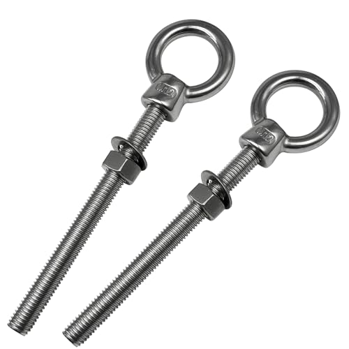 Eye Bolts, 2pack 1/2" x 4-3/4" Heavy Duty Shoulder Lifting Ring Threaded Eyebolts with Nuts Washers 316 Stainless Steel Marine Grade Eyebolt