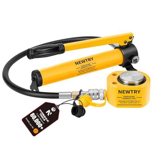 NEWTRY 20T Low Profile Hydraulic Jack+CP-180 Manual Pump Kit, 0.47" Stroke - size: 20T Hydraulic Jack + cp-180 pump