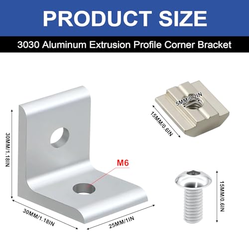 24Pack 3030 Corner Bracket Connector 90Degree Angle Bracket Silver - color: Silver, size: 30-Corner 2Hole
