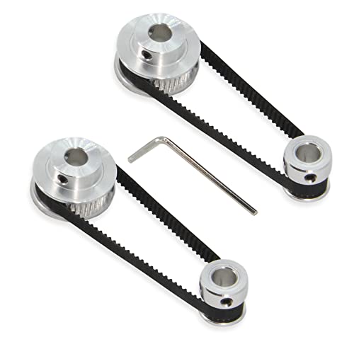 2PCS Set GT2 Synchronous Wheel 20&40 Teeth 8mm Bore Aluminum Timing Pulleys with 2PCS Length 200mm Width 6mm Belt (20-40T-8B-6) - style: 20-40T-8B-6