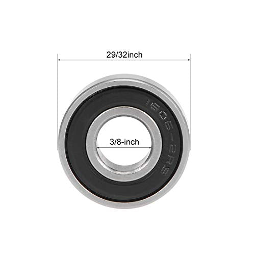 uxcell 1606-2RS Deep Groove Ball Bearings Z2 3/8 x 29/32 x 5/16inch Double Sealed Chrome Steel 2 Pcs - size: 3/8"x29/35"x5/16"