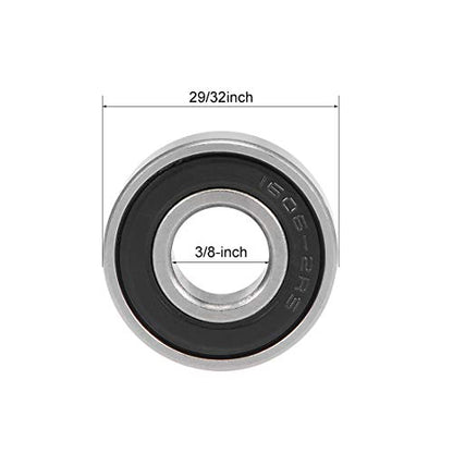uxcell 1606-2RS Deep Groove Ball Bearings Z2 3/8 x 29/32 x 5/16inch Double Sealed Chrome Steel 2 Pcs - size: 3/8"x29/35"x5/16"