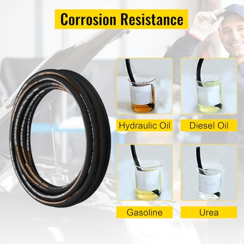 VEVOR Hydraulic Hose 3/4 inch x 50 ft, Coiled Hydraulic Hose 3120 PSI, Rubber with 2 High-Tensile Steel Wire Braid, Bulk -20℃ to 140℃, Hydraulic Oil Flexible Hose - style: 3/4 inch x 50 ft
