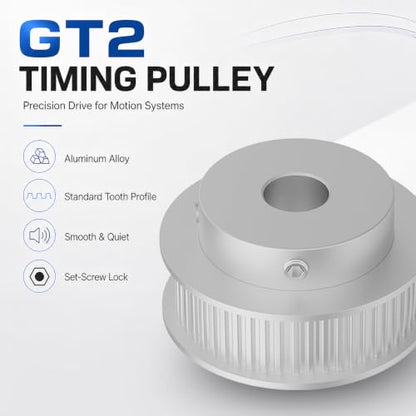 60 Teeth GT2 Timing Belt Pulley, 10mm Bore 6mm Width Synchronous Wheel GT2 Idler Pulley Fit 6mm Belt for 3D Printer Accessories and CNC Machines (2-Pack) - size: 60T 10mm Bore