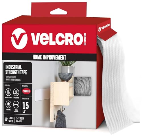 VELCRO Brand 90198 Industrial Strength | Indoor & Outdoor Use | Superior Holding Power on Smooth Surfaces | Size 15ft x 2in | Tape, White - Pack of 1 - color: White, size: 15ft x 2in