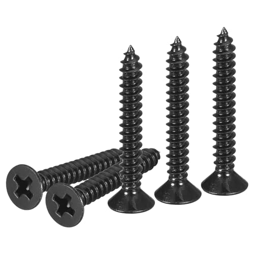 DTGN 100Pcs 6"x1" Flat Head Wood Screws, Self Tapping Screws Black - color: Black, size: #6x1"