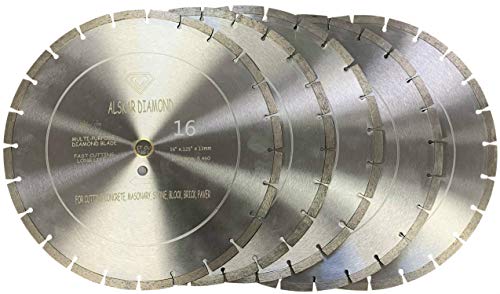 (5-PCS) ALSKAR DIAMOND 16 inch Dry or Wet Cutting General Purpose Power Saw Segmented Diamond Blades for Concrete Stone Brick Masonry (16" - 5 pcs) - size: 16" - 5 pcs
