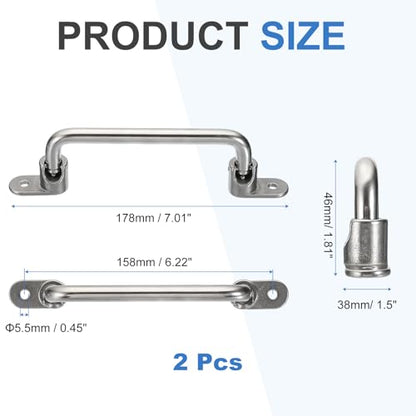 uxcell 2Pcs 304 Stainless Steel Folding Pull Handle (Hole Distance 6") - size: 6 Inch