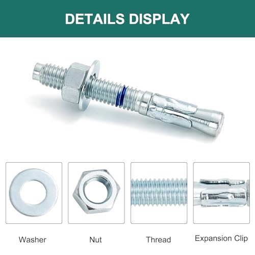 3/8" x 3" Concrete Anchors (200 Pack) 3/8 inch Wedge Anchors Bolts Zinc Plated