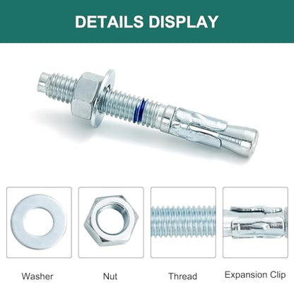 3/8" x 3" Concrete Anchors (200 Pack) 3/8 inch Wedge Anchors Bolts Zinc Plated