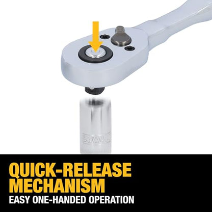 DEWALT 142 Piece Mechanics Tool Set, 1/4 Inch and 3/8 Inch Drive, SAE and Metric (DWMT45425)