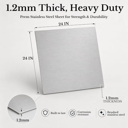 2 Pack 430 Magnetic Stainless Steel Sheets,18 Gauge 24"x24" Brushed Metal - size: 24″× 24″