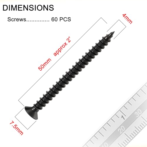 Wood Screws, Flat Head Phillips Self Tapping Screw, #8 x 2 Inch, 60 Pcs - size: #8 x 2"