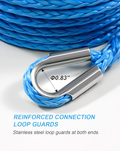 Kolvoii Synthetic Winch Rope Extension, 3/8 in x 50 ft, 26,500 lb, Blue - color: blue, size: 3/8 Inch x 50 Feet