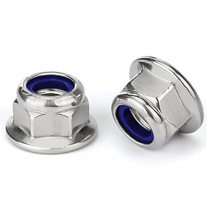 M10-1.5 Flange Nylon Insert Lock Nuts, 18-8 Stainless Steel 304, Pack of 10 - size: M10