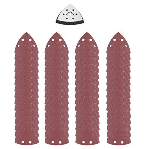 Sanding Paper, 61Pcs 90mm Multi Function Sanding Pad Triangular Sandpaper Quick Release Blade Replacement, Case, Scraper Detail Sander Paper