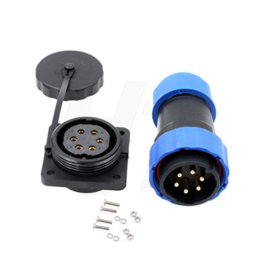 HangTon HE29 6 Pin Bulkhead Plastic Connector Industrial Power Waterproof IP68 Male Female Plug Panel Socket 4-Screw (6 pin 25A 380V) - size: 6 pin 25A 380V