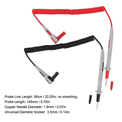 Digital Multimeter Test Probe Kit 20A 1000V, PU Insulated 56cm Spring Brass Wire Piercing Probes with 3.5mm Universal Socket for Automotive Electrical Circuit Testing