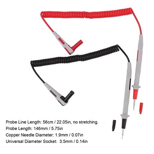 Digital Multimeter Test Probe Kit 20A 1000V, PU Insulated 56cm Spring Brass Wire Piercing Probes with 3.5mm Universal Socket for Automotive Electrical Circuit Testing