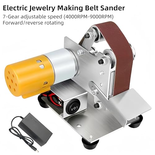 Electric Jewelry Making Belt Sander Tool, 4000-9000RPM Ring Making Knife Sharpener Kit, Mini Bench Grinder Polisher Machine for Woodworking Metalworking Jewelry Making
