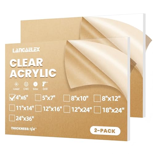 2 Pack 4x6 1/4" Clear Plexiglass Sheets for Glass Replacement - size: 4 x 6"