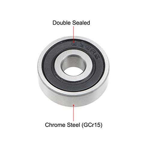 uxcell 626-2RS Deep Groove Ball Bearing 6x19x6mm Double Sealed ABEC3 5pcs - size: 6mmx19mmx6mm