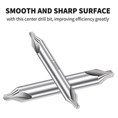 Aleric Center Drill Bits Set - High Speed Steel Center Drill Bit Countersink Tools for Lathe Metalworking, 7 pcs 60-Degree Angle Centering Drill in Size 1.0 1.5 2.0 2.5 3.0 4.0 5.0