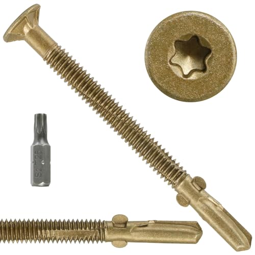 #12 x 2 Self-Tapping Trailer Deck Screws,181PcsT25 Star Bits Screws - color: Gold, size: #12 x 2in 181pcs