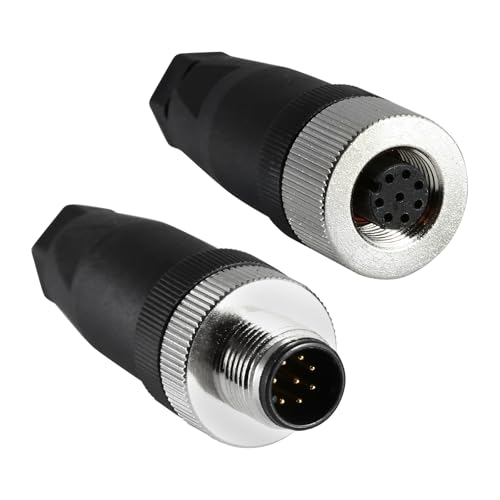 M12 8 Pin Straight Male & Female Panel Mount Aviation Connector, Waterproof Industrial Circular Connector, Outdoor IP67 Rated Wire Connector for Reliable Electrical Connections, 2-Pack - color: Straight, size: 8 Pin
