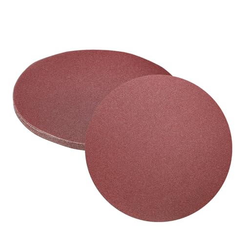uxcell 8pcs 12-Inch PSA Sanding Discs, 80 Grits Aluminum Oxide Self Adhesive Stick Back Sandpapers, No-Hole Round Wet/Dry Sander Papers, Sand Auto Car Paint, Wood, Metal - size: 80 Grits